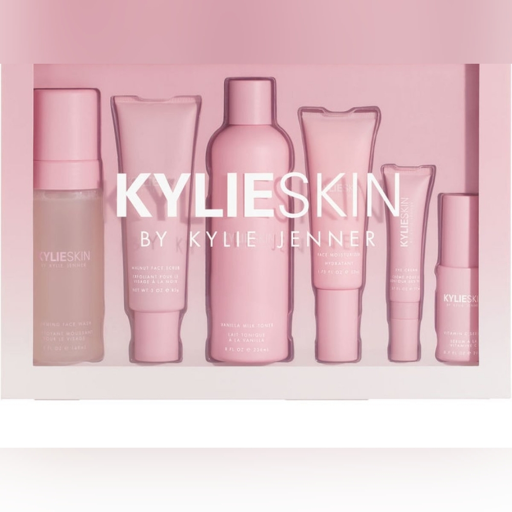 Kylie Skin 6 Piece Face Care Set Full Size Wash Scrub Toner Serum Moisturizer